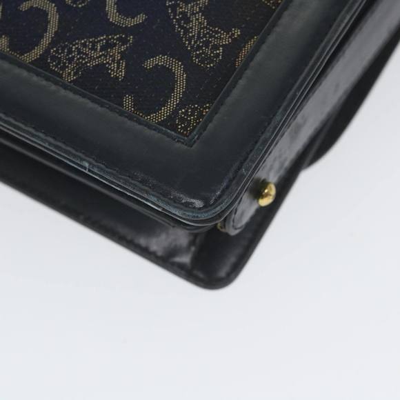 CELINE C Macadam Canvas Horse Carriage Shoulder Bag Navy Auth ar10605B - Picture 8 of 16